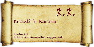 Krisán Karina névjegykártya